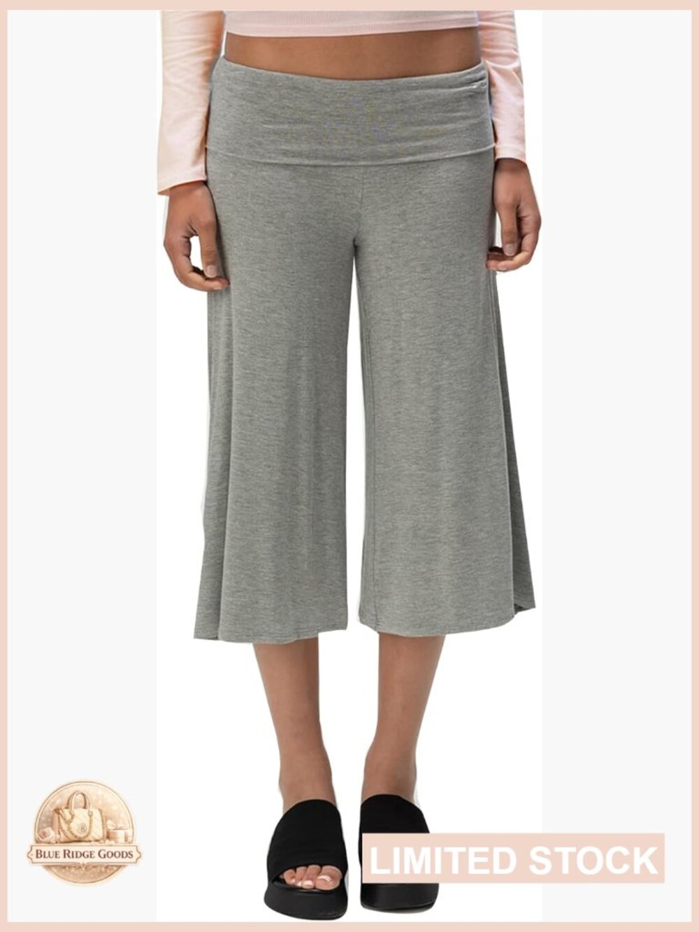 Fold Over Gaucho Pants for Women Y2K Wide Leg Flowy Capri Yoga Lounge